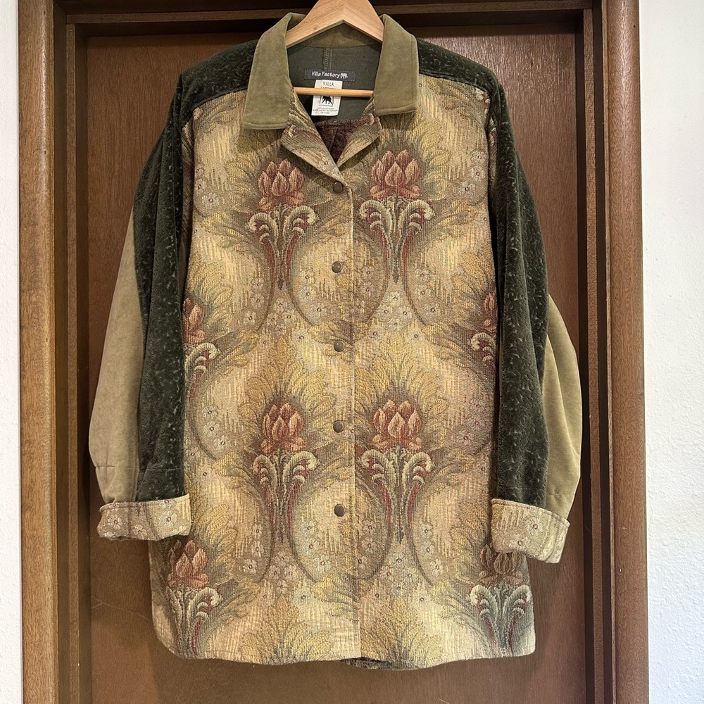 Lotus Tapestry with Olive Green Velvet